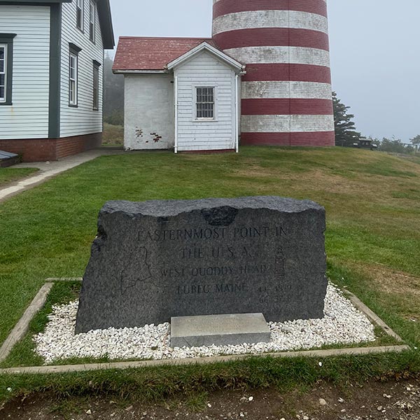 Granite marker stating West Quoddy Head as the Easternmost Point in the USA.