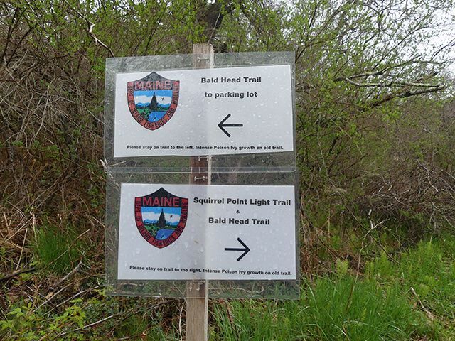 Trail signs on the Squirrel Point Trail.